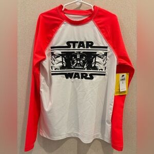 GAP Factory Red and White Graphic Long Sleeve Swim Shirt